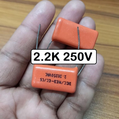 Picture of 3Pcs- METALLIZED 2.2K 250V Metallized 2.2K Capacitor Polypropylene 250V Capacitor Mylar 2200nF Polyester Film Capacitors 2 Pin Leads