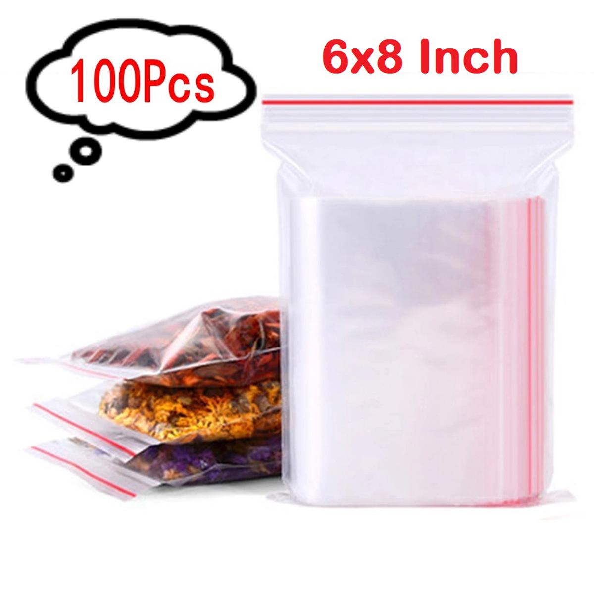 Picture of 100Pcs- 8x6 INCH Zipper Lock Poly Bag 8x6 Inch Zip Lock Bag Transparent Poly Bag Zipper Lock Bag Clear Plastic Bags Re-Useable Packaging Bag