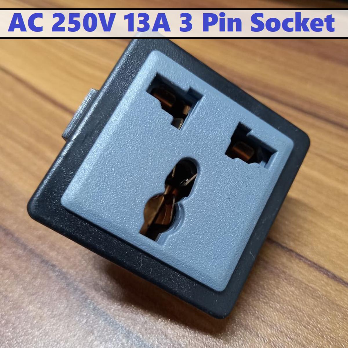 Picture of BLACK IPS Socket 3 Pin Panel Mount AC 220V IPS 3 Pin Socket For IPS Power Socket UPS Socket 3 Pin Leads Adapters - Multi Plug - Multi Plug