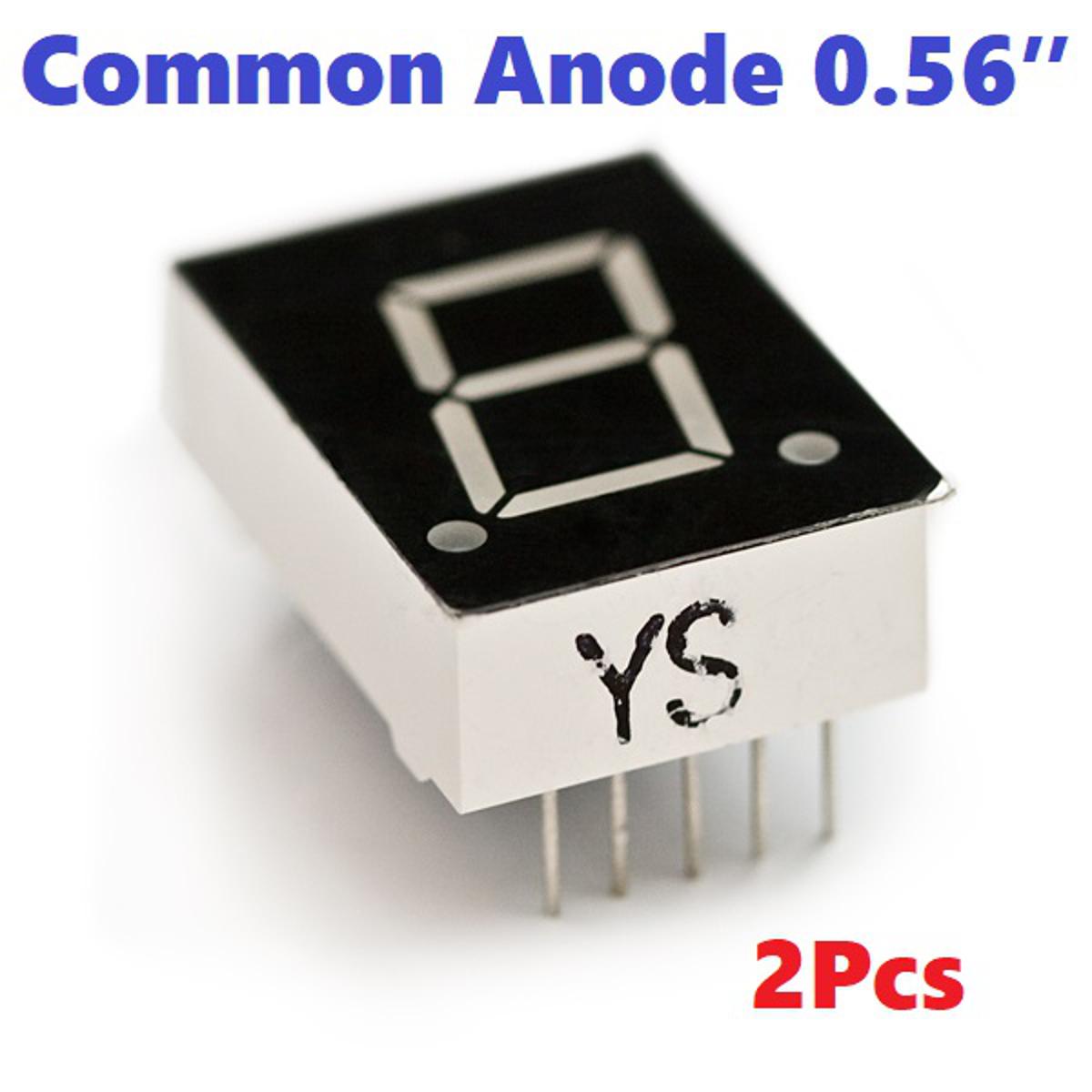 Picture of 2Pcs- CA Single Digit 0.56 Inch RED Color Common Anode 7 Segment Display 1 Digit RED LED Light Seven Segment Display 0.56 Inch 10 Pin Leads Digital LED Display 