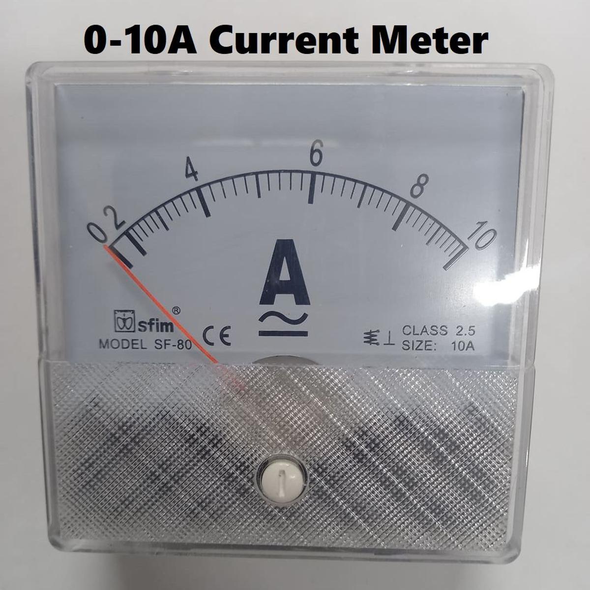 Picture of ANALOG 0-10A AMP Meter AC Analog Ampere Meter 0-10A Gauge Square Panel Current Amperemeter 10A Analog Panel Ammeter Current Meter SF-80 Ampere Meter Testers
