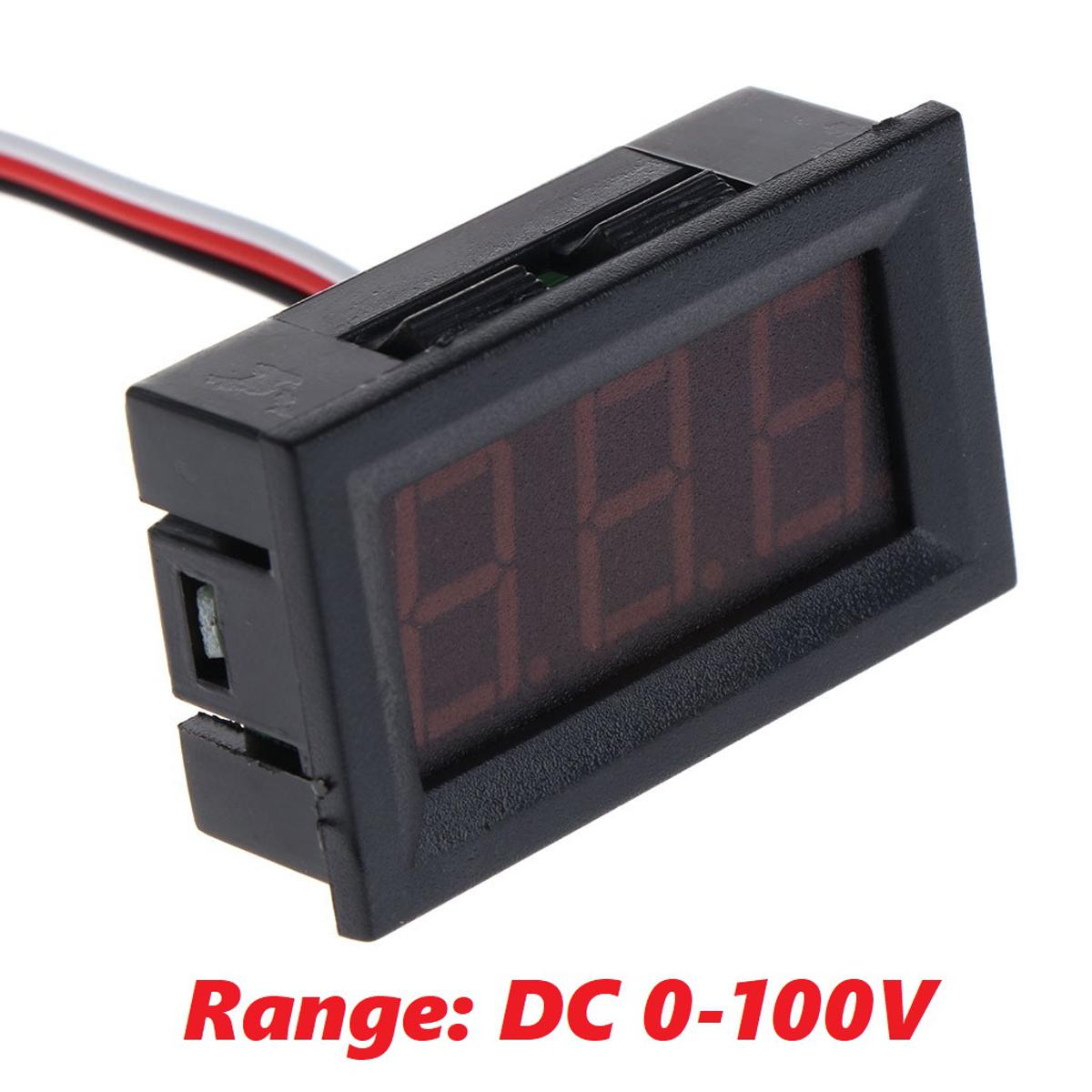 Picture of RED 0.56 Inch Voltmeter DC Volt Meter Mini Digital Car Voltmeter Display 0.56 Inch Red LED Display DC 0-100V 3 Wire Volt Meter Battery Voltage Checker Panel Indicator Monitor Tester
