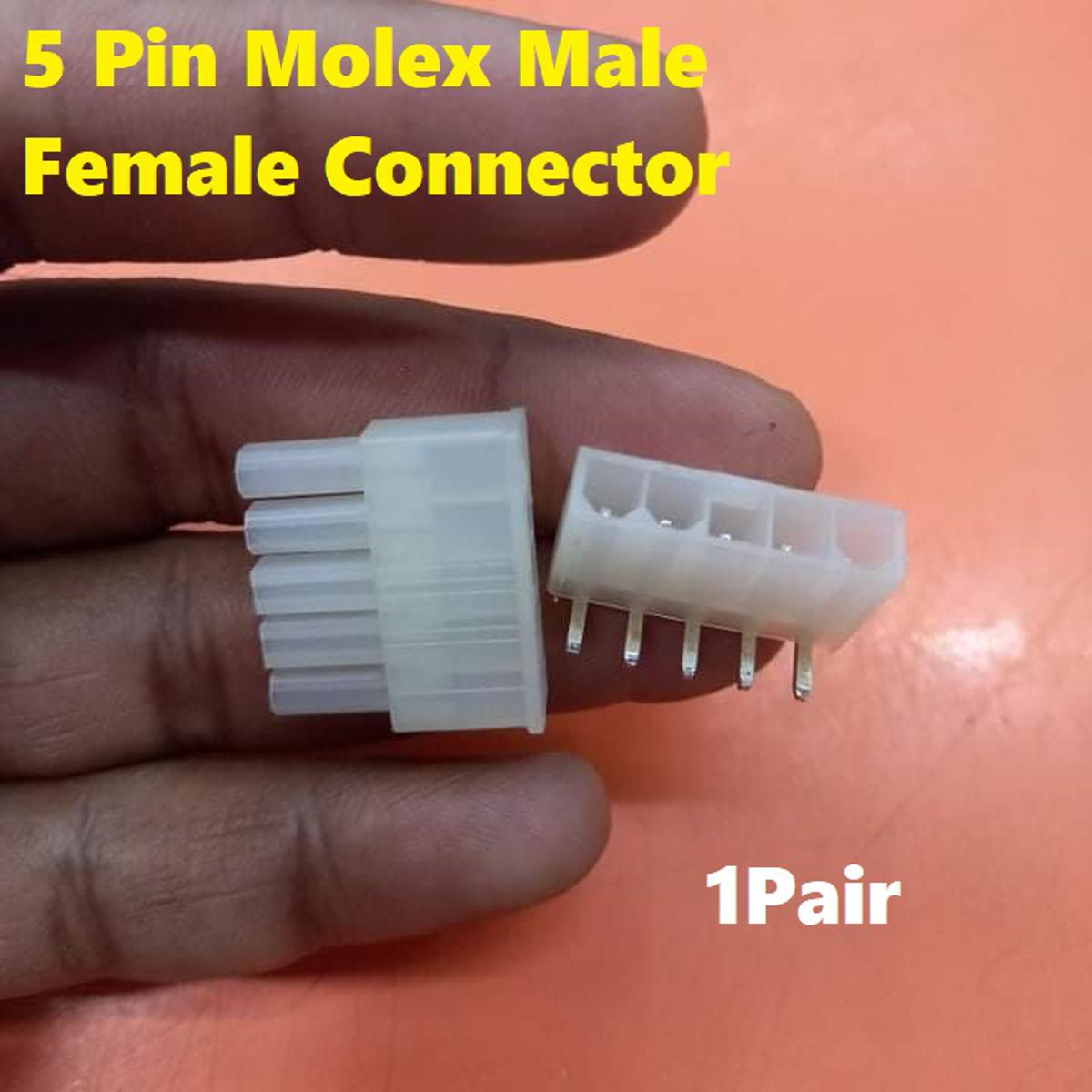 Picture of 1Pair- 600V 13A 5 Pin MALE FEMALE Connector Molex 4.2mm 5 Pin Male Female Cable Connector PCB Mount Right Angle  Male Female Header Harness Housing Connector