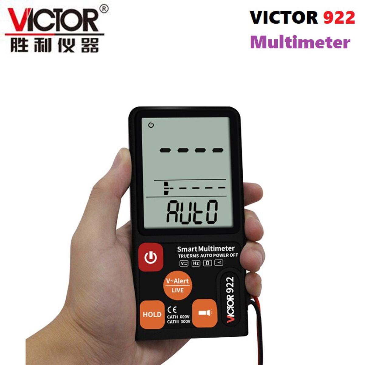 Picture of VC922 Smart Multi-Purpose Pocket Scale Portable Digital Multimeter True RMS Auto Power Off Tester With Flash Light Digital Display Voltage Ampere Meter Test Probe DC AC LCD Display Multimeter