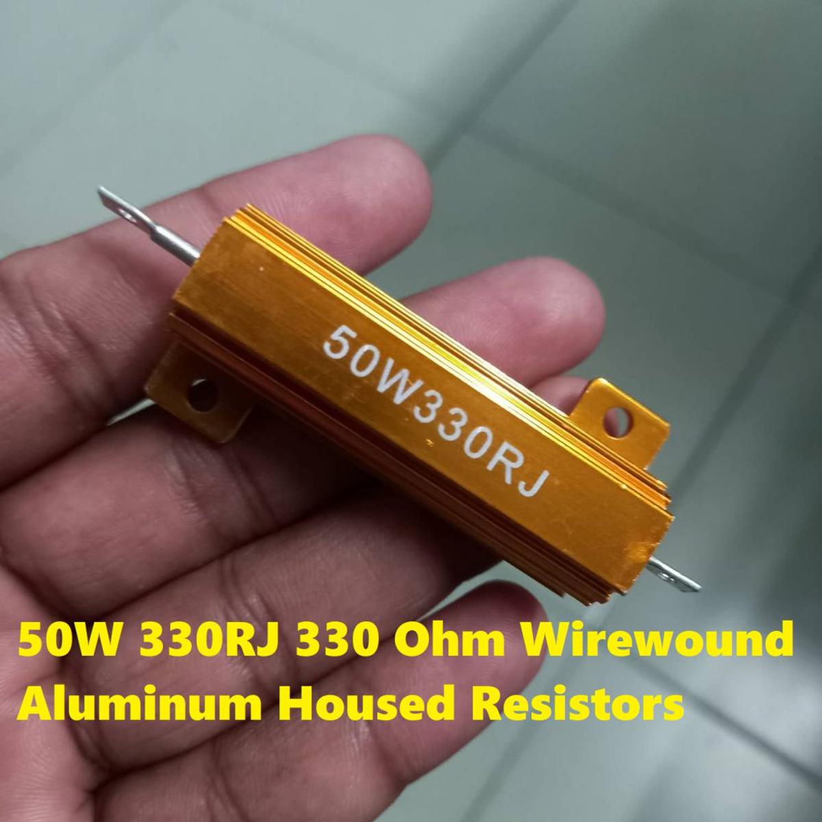 Picture of Resistor 50W 330RJ 330 Ohm Resistor Wirewound Aluminum Housed Resistors 50Watt Aluminum Clad Power Metal Shell Case Wirewound Resistor 330 Ohm 5% Tolerance 2 Pin Leads
