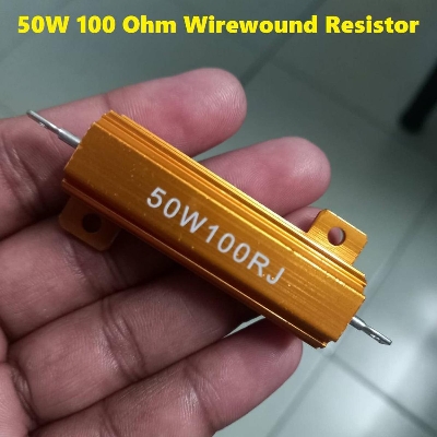 Picture of Resistor 50W 100RJ 100 Ohm Resistor Wirewound Aluminum Housed Resistors 50Watt Aluminum Clad Power Metal Shell Case Wirewound Resistor 100 Ohm 5% Tolerance 2 Pin Leads