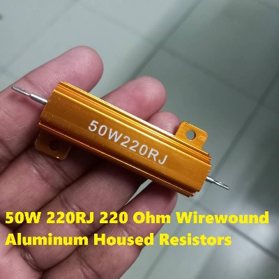 Picture of Resistor 50W 220RJ 220 Ohm Resistor Wirewound Aluminum Housed Resistors 50Watt Aluminum Clad Power Metal Shell Case Wirewound Resistor 220 Ohm 5% Tolerance 2 Pin Leads