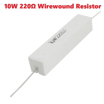 Picture of 3Pcs- 10Watt 220 Ohm Resistor WIREWOUND 220 Ohm 10W Resistor Ceramic Cement Wirewound Resistor 220 Ohm 10 Watt Wire Wound Fixed Cement Resistor 5% Tolerance 2 Pin Leads