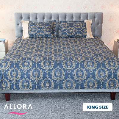 Navy Trophy Print Allora Bed Sheet ALLORA BDonline shop bangladeshothoba.com