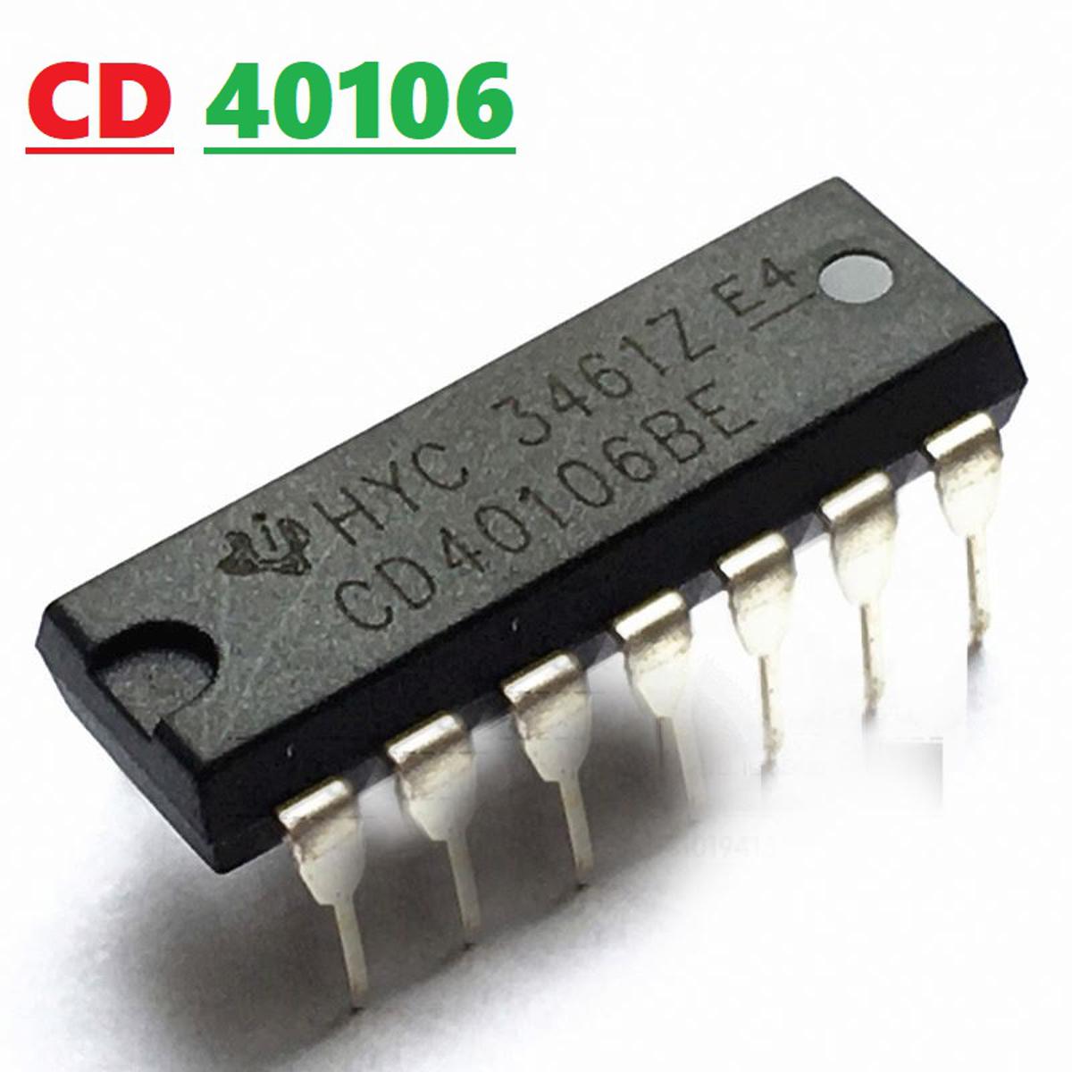 Picture of 2Pcs- CD40106 IC CD40106BE 40106 DIP-14 Pin Leads Dual In Package IC Breadboard Friendly