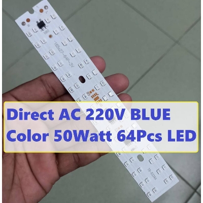 Picture of 50W BLUE Color HALOGEN Light 50W DIRECT AC 220V 50Watt LED Light Bulbs 165x27mm 64Pcs Blue SMD LED Light SMD Board 220V SMD LED Light Plate SMD LED Light 50W