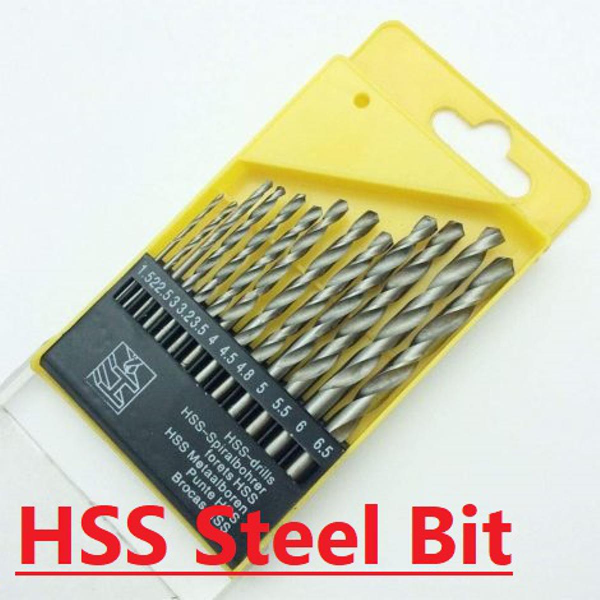 Picture of STEEL 13Pcs Set HSS Drill Bit Set 1.5-6.5mm Twist Drill Bit 1/16-1/4 Inch Tool Sets Drill Bit For 775 Motor Wood Work Drill Chuck Tools Set 