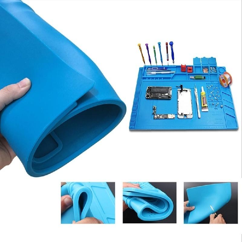 Picture of 18x12 Inch S160 Magnetic Insulation Silicone Soldering Iron Mat 18×12 Inch Pad Heat Resistant Soldering Mat Silicone Mate Pad For Table Watch Cellphone Laptop Repair Tools