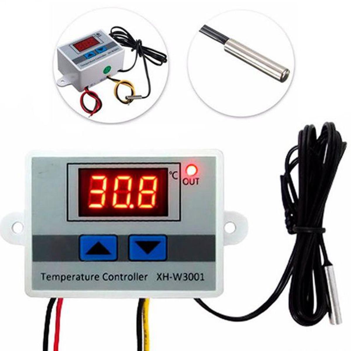 Picture of AC 220V W3001 Digital Temperature Controller W3001 Temperature Controller XH W3001 Temperature Controller AC For Incubator 10A 220V 120W Control Switches & 10K NTC