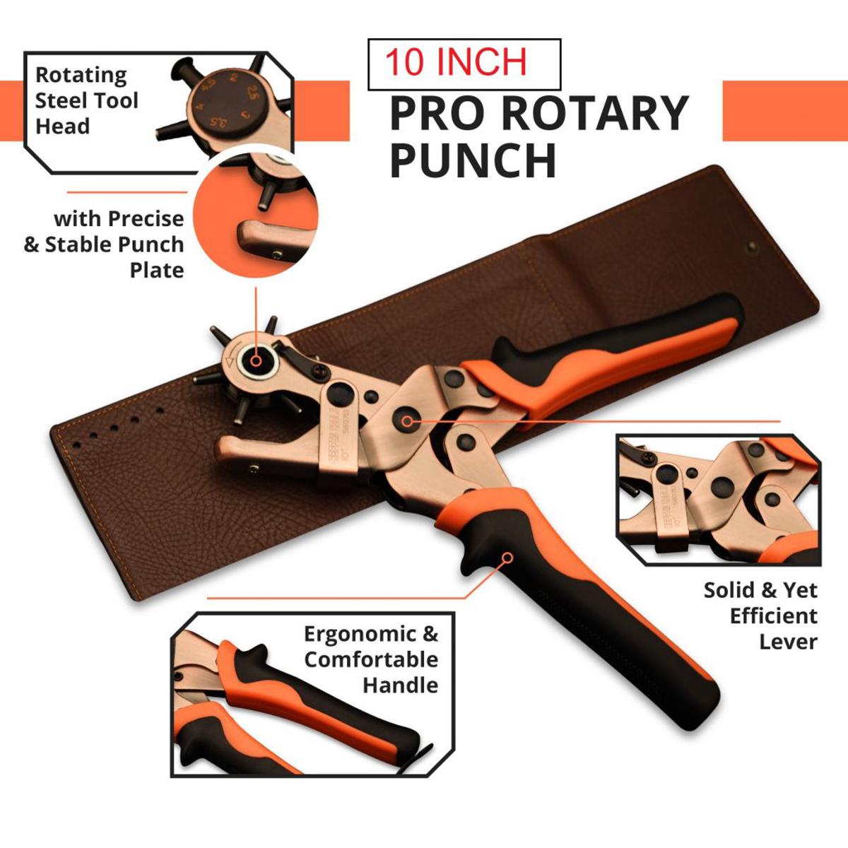 Picture of HARD-PRO 10 Inch PRO Rotary Punch Revolving Leather Punch Pliers 10 Inch 250mm Leather Revolving Punch Plier Leather Hole Puncher Rotary Hole Punching Tools