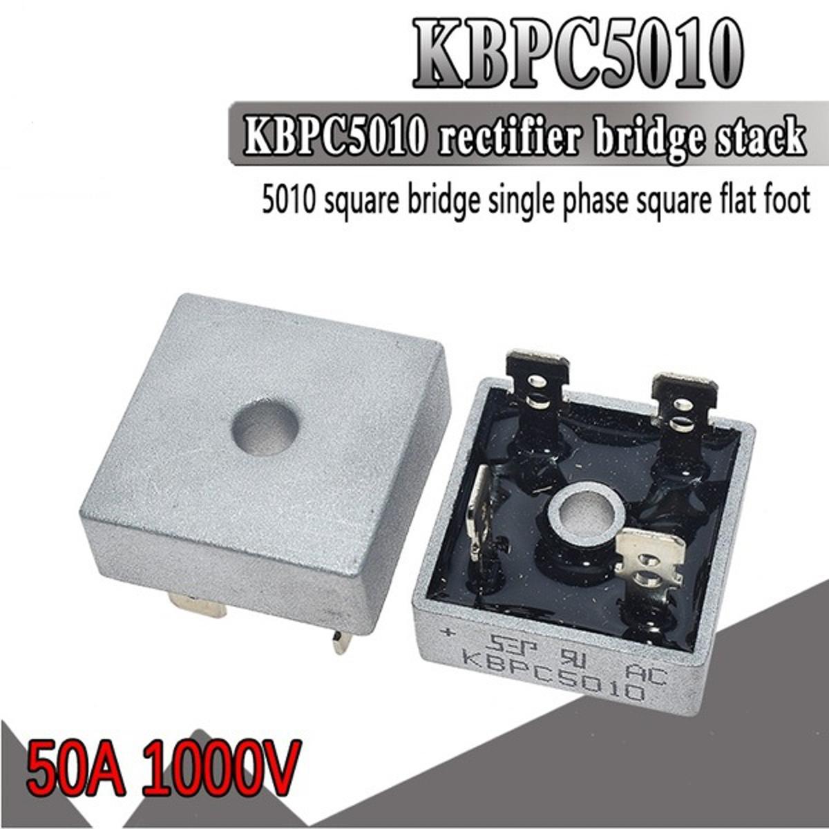Picture of Silver KBPC5010 1000 Volt Bridge Rectifier 5010 Diode 50A 1000V AC To DC Single Phase Metal Housing 4 Pins Leads 50A Diode 1000V KBPC5010 Bridge Rectifier 5010 Full Wave Bridge Rectifier Diode