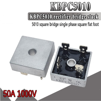 Picture of Silver KBPC5010 1000 Volt Bridge Rectifier 5010 Diode 50A 1000V AC To DC Single Phase Metal Housing 4 Pins Leads 50A Diode 1000V KBPC5010 Bridge Rectifier 5010 Full Wave Bridge Rectifier Diode