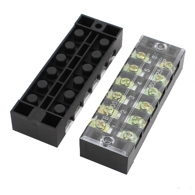 Picture of TB-2506 6P Double Row Terminal Block 600V 25A Terminal Block TB-2506 600V 25A 6P Double Row 6 Pin Terminal Block TB-2506 Terminal Block 600V 25A TB Series 6 Positions Ways Dual Row Barrier Screw Terminal Block Wire Cables Connector