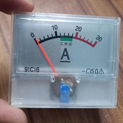 Picture of Mini ANALOG AMPERE Meter 91C16 DC Analog Ampere Meter 0-30A Square Panel DC 0-30A Volt Voltage Meter 30A Analog Panel Amp Ampere Meter For DC 30A Testers