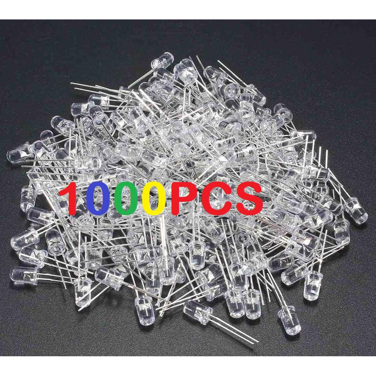 Picture of 1000Pcs Transparent YELLOW 5mm Water Clear LED Yellow 5mm Ultra Bright Transparent Round 5mm LED Light Emitting Diode Water Clear Yellow Light Bulbs For Electronics Project