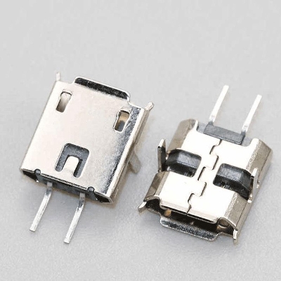 Picture of 50Pcs- 2 Pin Micro USB Female Socket Type-B 2 Pin Female DIP Power Socket Connector Panel Mount For Charging Socket LED Light Electronics Projects DIY