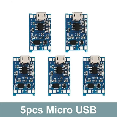 Picture of 5Pcs- CURRENT Protections TP4056 5V 1A Micro USB TP4056 Charging Circuit Module For 18650 Battery Charger TP4056 Module 3.7V Battery Charger Circuit