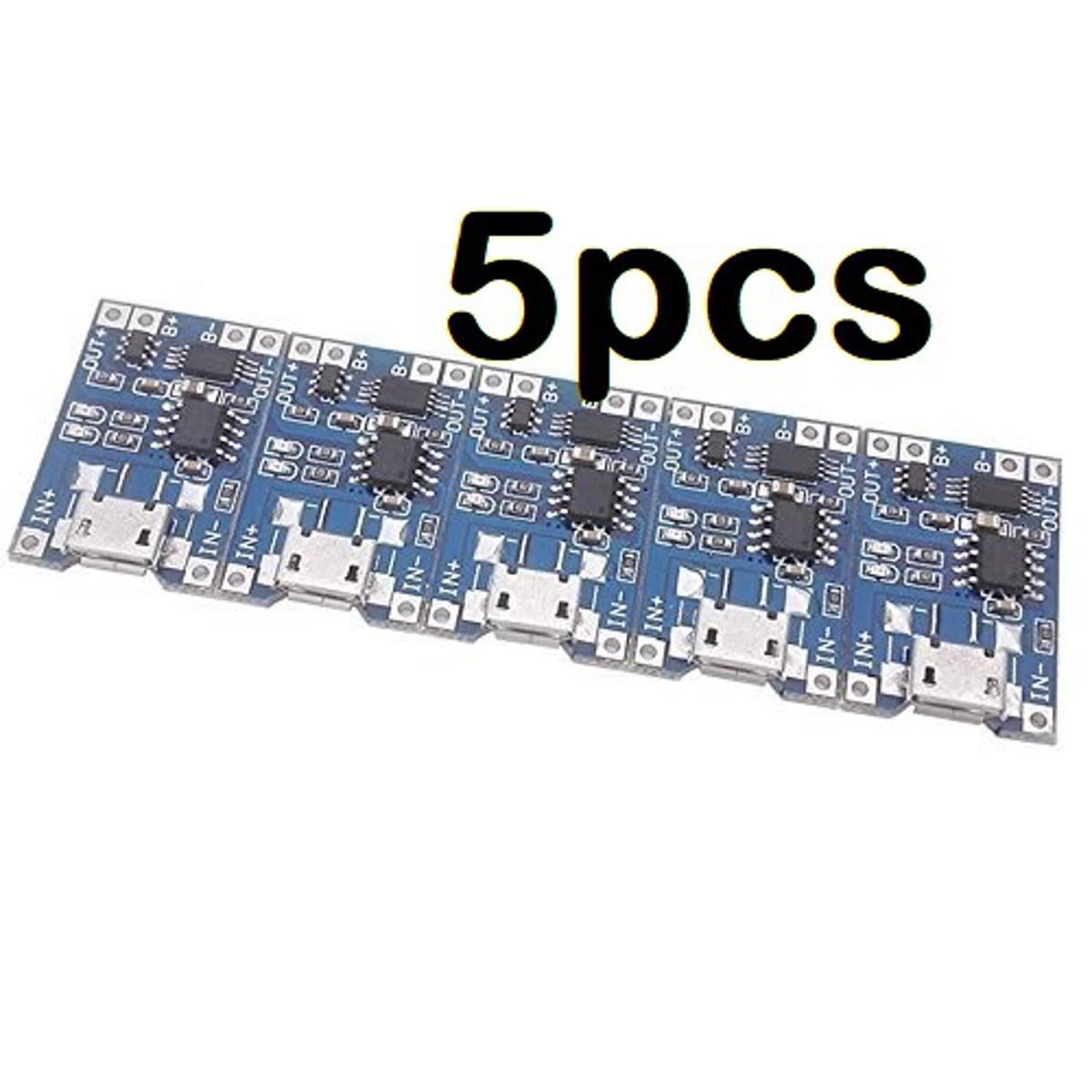 Picture of 5Pcs- CURRENT Protections TP4056 5V 1A Micro USB TP4056 Charging Circuit Module For 18650 Battery Charger TP4056 Module 3.7V Battery Charger Circuit