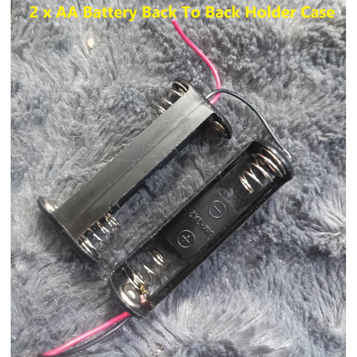 Picture of 2Pcs- 2 Slot 2xAA Battery 2 TANK AA Battery Holder Back To Back Holder Case With Cables Open Frame AA Battery Case Holder 2 Tank Rechargeable Battery Holder 14500 Battery Case 1.5V Pencil Battery Holder
