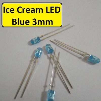 Picture of 600Pcs- 3mm ICE CREAM BLUE Colorful 3mm Ice Cream LED Light Bulbs 3mm LED Light Ultra Bright Blue LED Light Emitting Diode For LED Torch Light Electronic Project DIY