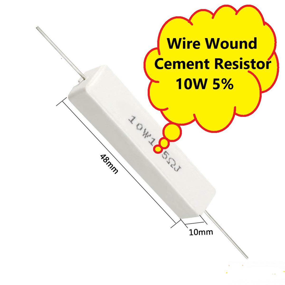 Picture of 2Pcs- 10Watt 18 Ohm Resistor WIREWOUND 18 Ohm 10W Resistor Ceramic Cement Wirewound Resistor 18 Ohm 10 Watt Wire Wound Fixed Cement Resistor 5% Tolerance 2 Pin Leads