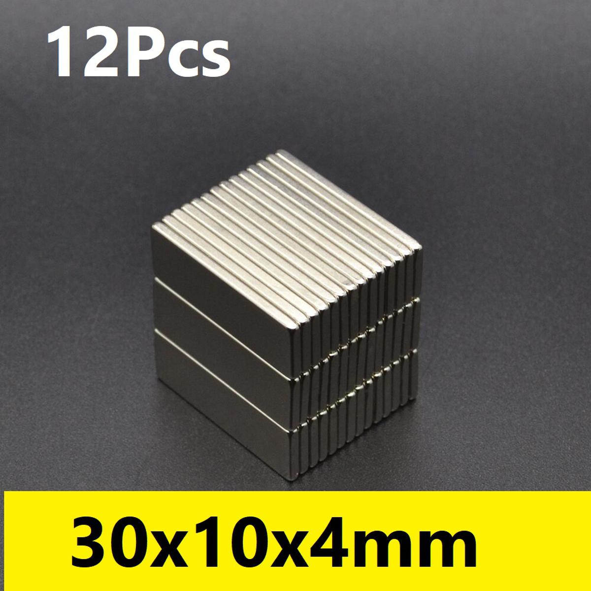 Picture of 12Pcs- 30x10x4mm Rectangular Neodymium Magnet 30x10x4mm Industrial Super Strong Neodymium Magnets Super Strength Permanent Magnet For Garage Craft Art
