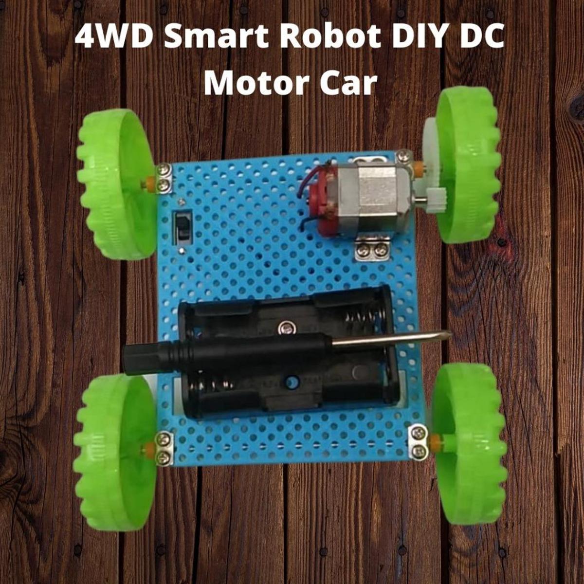 Picture of 4WD Smart Robot DIY DC Motor Car Chassis Kit Multi-Functional Single Layer Plastic Plate 90cm Kit Without Battery Holder For General Purpose Project