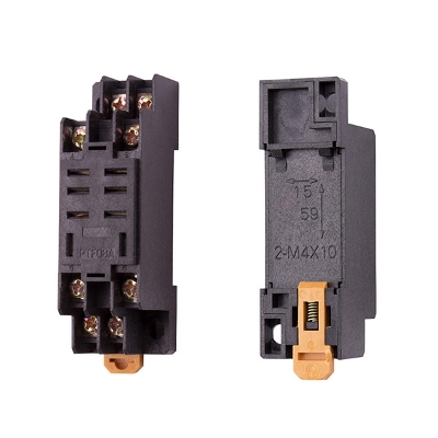 Picture of PTF08A THIN 8 PIN Industrial 2-M4X10 10A 250VAC Thin Pin 8 Pin Glass Power Relay Base Terminals Mount Socket Electromagnetic Relay Switches PTF08A DPDT 2NO 2NC