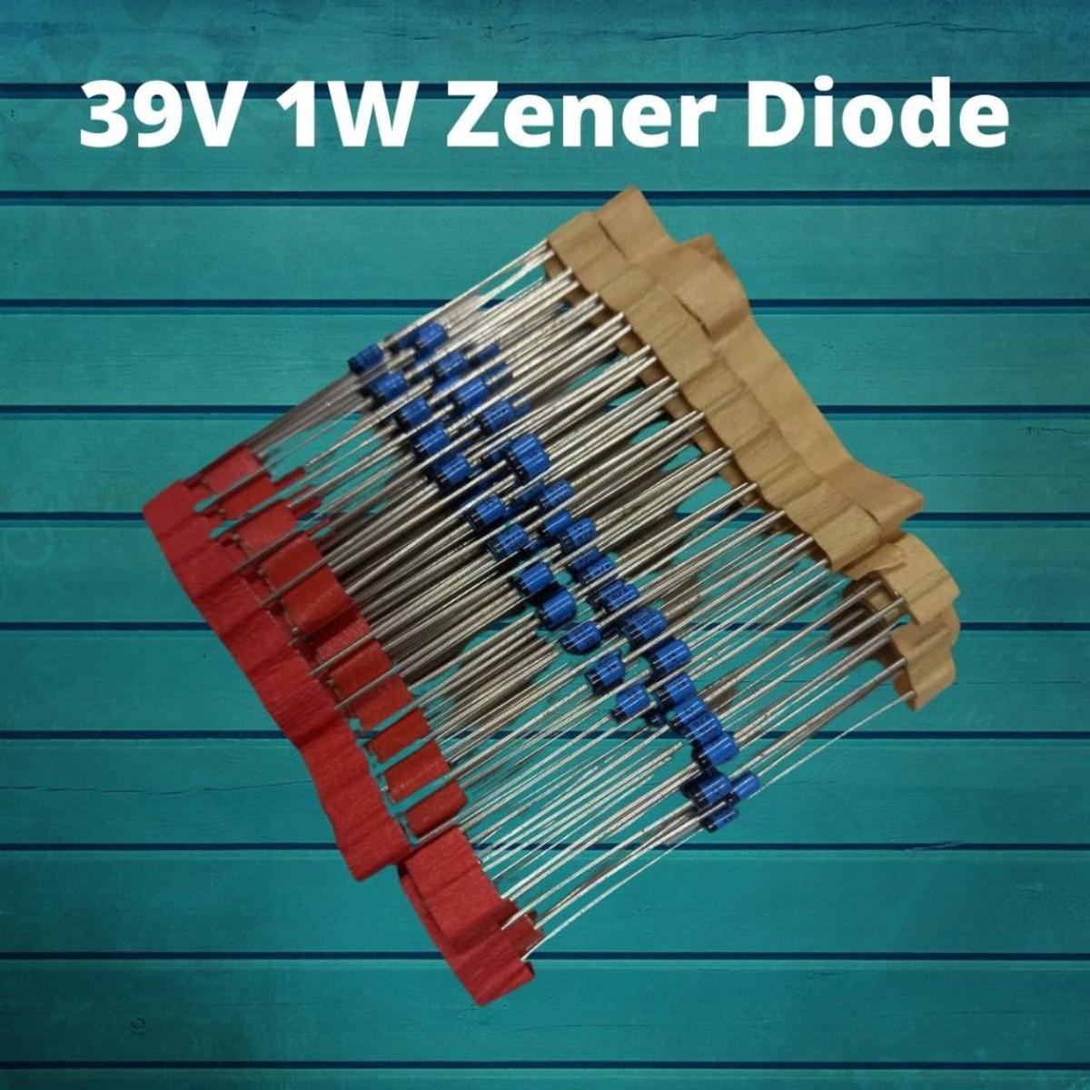 Picture of 10Pcs- 1Watt 39V Zener Diode 1W 39V 1N4754 Through Hole Voltage Regulator Zener Diode 39V DO-41 DIP 2 Pin Leads 39V 1W Zener Diode