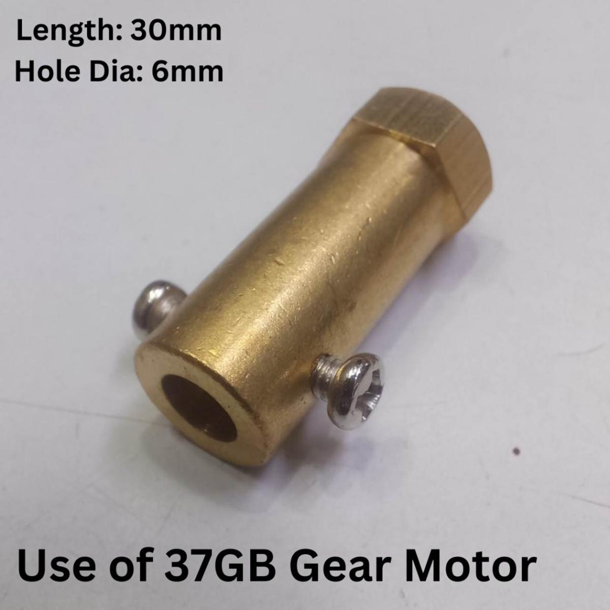 Picture of 30mm Length COOPER Hex Motor Shaft Coupling 6mm Brass Hex Coupler 30mm For Gear Motor Shaft Smart Toy Car Wheels Joint Gear Motor Hex 30mm Tools Robotic Vehicles