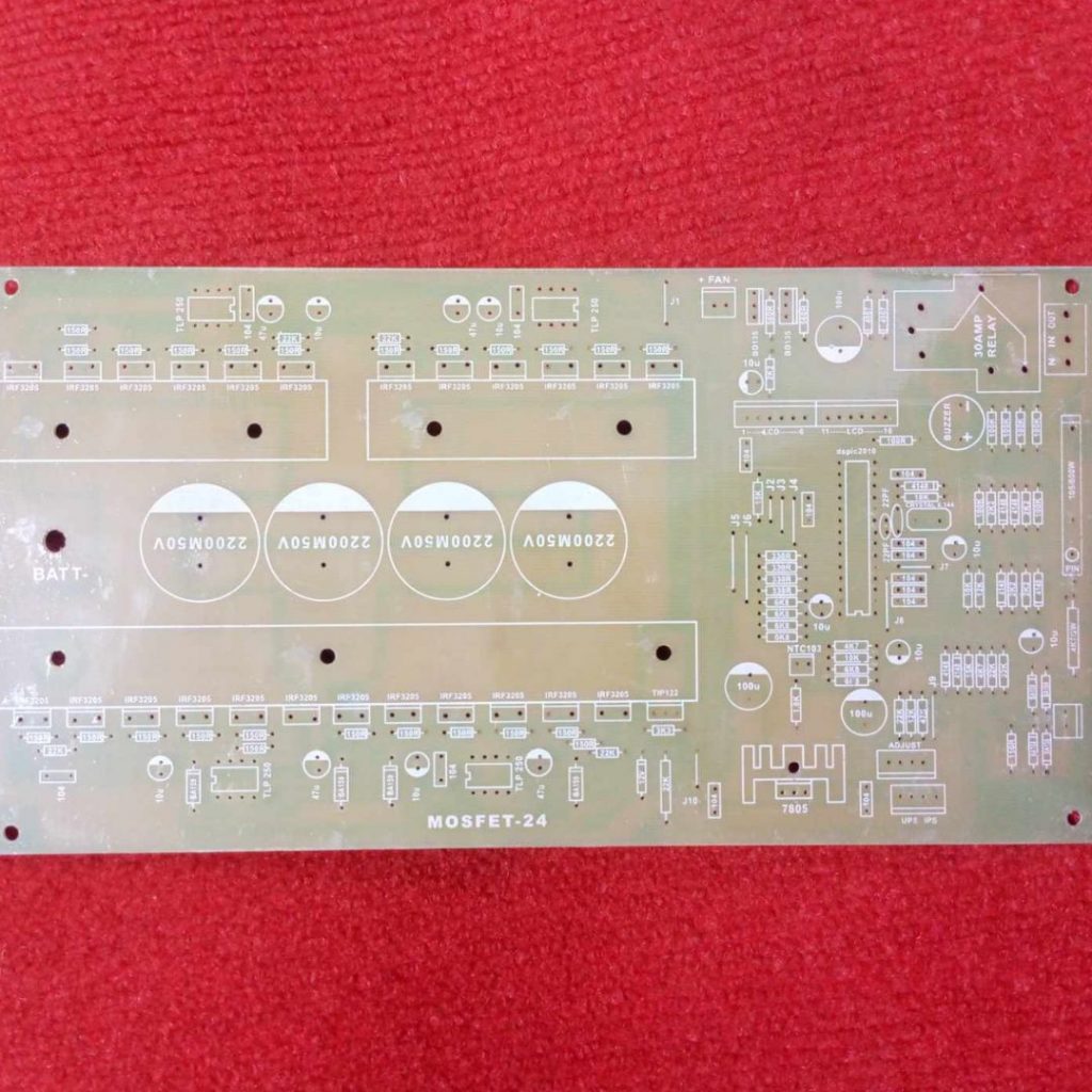 Picture of INDIAN Empty IPS BOARD 24 Transistor IPS Board Pure Sine Wave 800VA IPS Board 24 Transistor Single Layer DC 12V 800W IPS Board Adapters