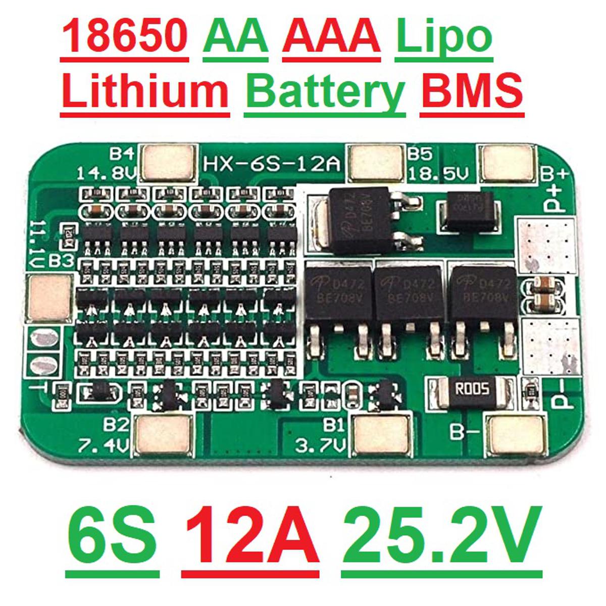 Picture of 6S BMS Circuit 25V 12A Protection Circuit 3S 25A 22.2V 25.2V 18650 AA AAA Lipo Li-ion Lithium Battery Charger Board