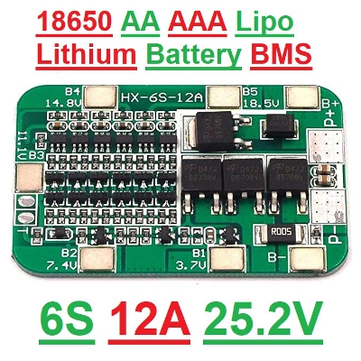 Picture of 6S BMS Circuit 25V 12A Protection Circuit 3S 25A 22.2V 25.2V 18650 AA AAA Lipo Li-ion Lithium Battery Charger Board