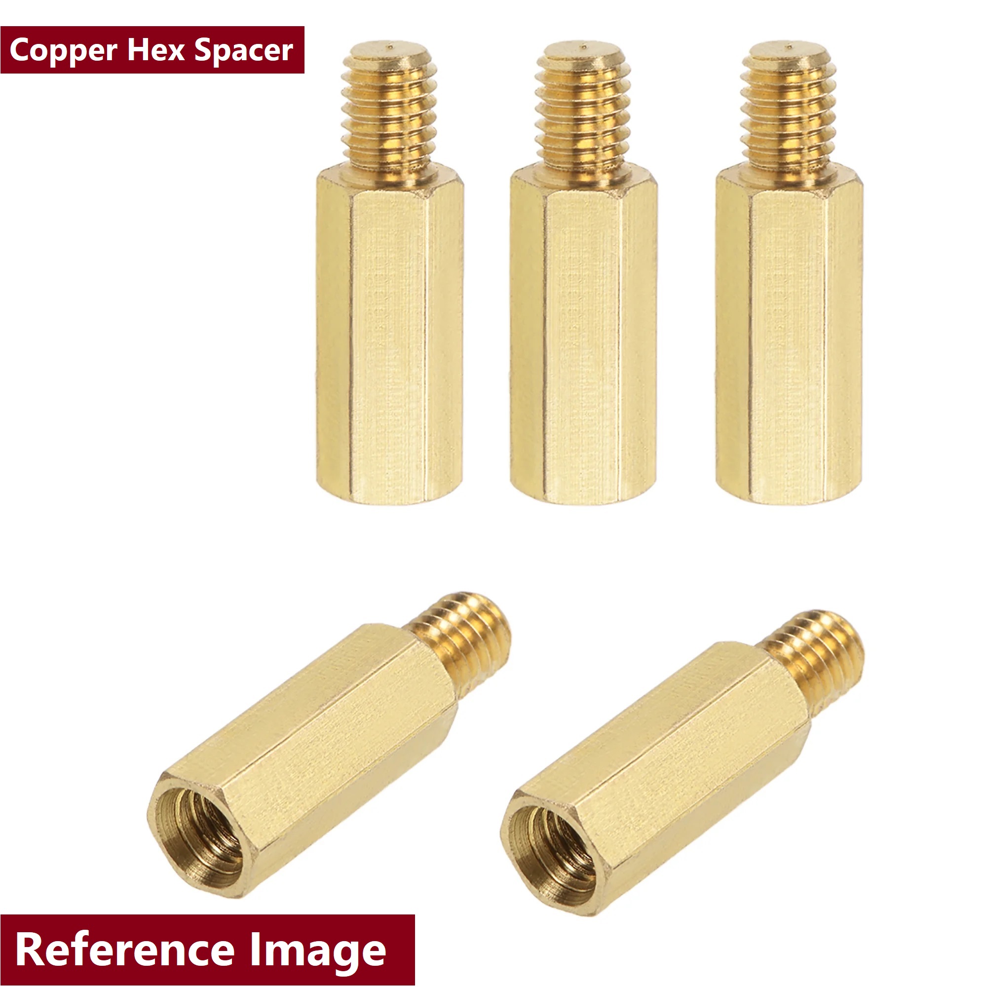 Picture of 4Pcs - 20mm Hex Spacer FEMALE Parts 20mm Hex Female To Male 20mm Brass COPPER Hex Spacer Suitable For M3 Screws Tools Sets Brass Hex Threaded Pillar Standoff Spacer