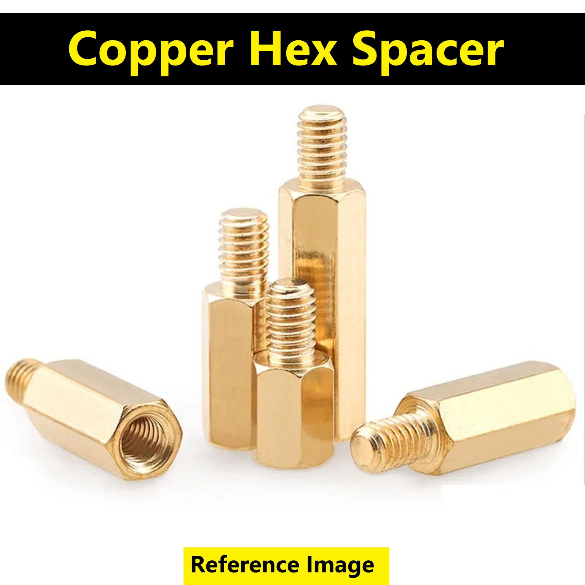 Picture of 4Pcs - 20mm Hex Spacer FEMALE Parts 20mm Hex Female To Male 20mm Brass COPPER Hex Spacer Suitable For M3 Screws Tools Sets Brass Hex Threaded Pillar Standoff Spacer