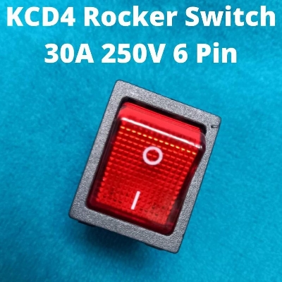 Picture of Better Quality KCD4-201N-B Rocker Switch 30A 250V 6 Pin Black Color Switches 6Pin On Off 2 Positions Full Illuminated Neon RED Indicators DPST Power Switch For Auto Car Boat IPS UPS
