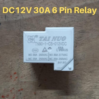 Picture of WHITE Bang Relay TAI-NUO T90-1-CS-012VAC DC12V 30A 250VAC 6 Pin Coil SPDT Power Relay 9012 PCB Mount Auto Universal Relays DC 12V Relay Switches