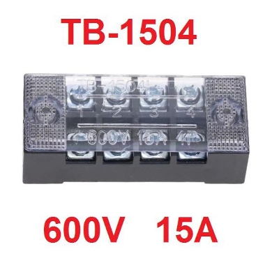 Picture of TB-1504 4P Double Row Terminal Block 600V 15A Terminal Block TB-1504 600V 15A 4P Double Row 4 Pin Terminal Block TB-1504 Terminal Block 600V 15A TB Series 4 Positions Ways Dual Row Barrier Screw Terminal Block Wire Cables Connector