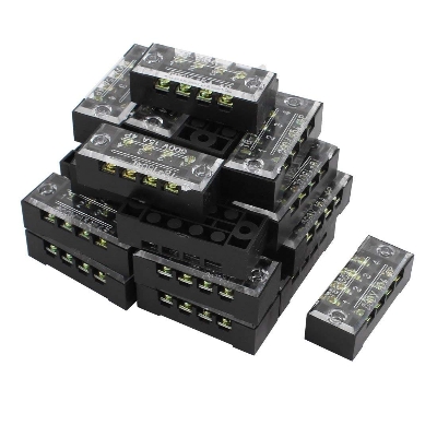 Picture of TB-1504 4P Double Row Terminal Block 600V 15A Terminal Block TB-1504 600V 15A 4P Double Row 4 Pin Terminal Block TB-1504 Terminal Block 600V 15A TB Series 4 Positions Ways Dual Row Barrier Screw Terminal Block Wire Cables Connector