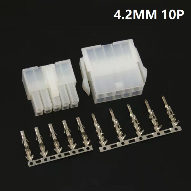 Picture of 5x2 Row AC 220V MALE FEMALE Socket 10 Pin Male Female 4.2mm Cable Wire Male Female Dual Row Housing Connector Transparent Nylon Plastic Header Lock Type