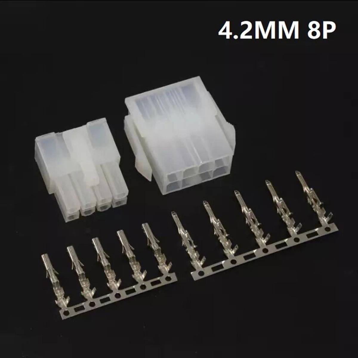 Picture of 4×2 Row AC 220V MALE FEMALE Socket 8 Pin Male Female 4.2mm Cable Wire Male Female Dual Row Housing Connector Transparent Nylon Plastic Header Lock Type