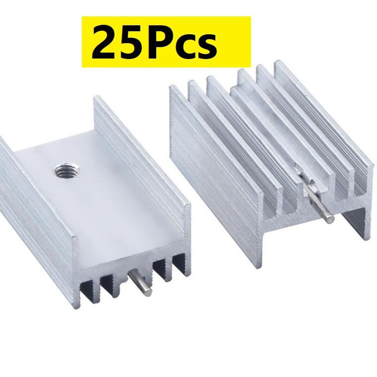 Picture of 25Pcs- 20mm TO220 TO-220 Aluminum Heat Sink 20x15x10mm Voltage Regulator Heatsinks Heat Diffuse Cooling Silver Tone For TO-220 IC MOSFET Transistors Voltage Regulators