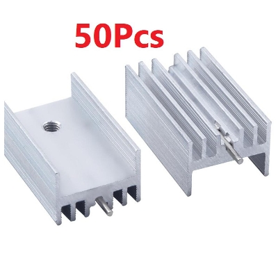 Picture of 50Pcs- 20mm TO220 TO-220 Aluminum Heat Sink 20x15x10mm Voltage Regulator Heatsinks Heat Diffuse Cooling Silver Tone For TO-220 IC MOSFET Transistors Voltage Regulators