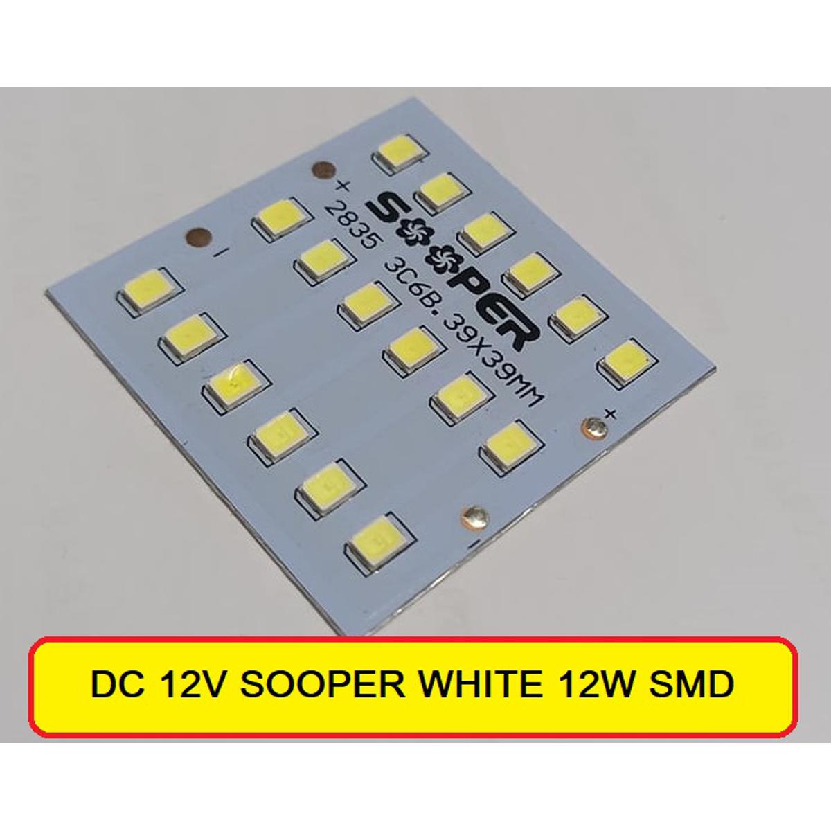 Picture of 10Pcs- Sooper-12W White Color 12V 12Watt Led Light Bulbs 39X39Mm 18Pcs Smd Led White 12W Led Light Smd Board 12V Smd Led Light Plate Smd Led Light 12W For Led Bulbs Solar Light - Dim Light