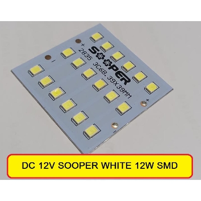 Picture of 10Pcs- Sooper-12W White Color 12V 12Watt Led Light Bulbs 39X39Mm 18Pcs Smd Led White 12W Led Light Smd Board 12V Smd Led Light Plate Smd Led Light 12W For Led Bulbs Solar Light - Dim Light
